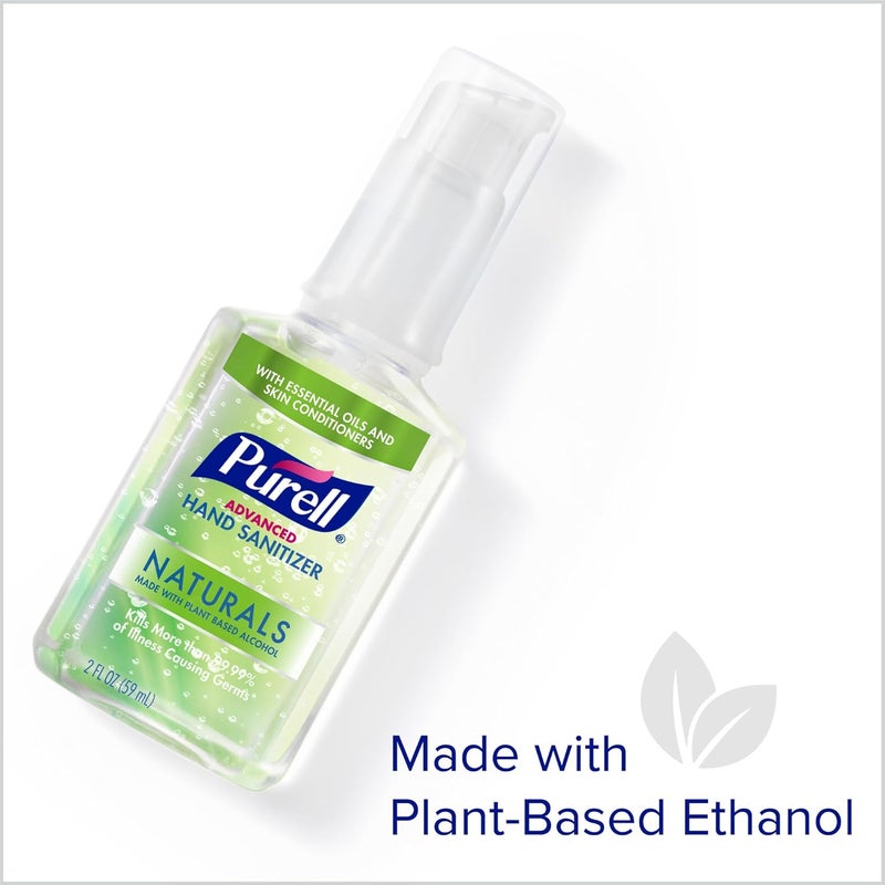 Purell معقم يدين متقدم من ناتشورالز مع كحول نباتي، برائحة الحمضيات، 2 أونصة سائلة حجم سفر زجاجة مضخة (عبوة من 6) - 9623-04-EC - Image 3